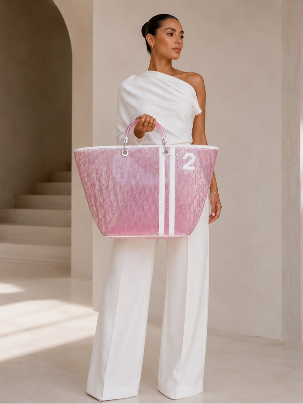 ULTRA RARE 💕 CHRISTIAN DIOR GALLIANO NUMBER 2 TROTTER TRANSPARENT PVC XL TOTE